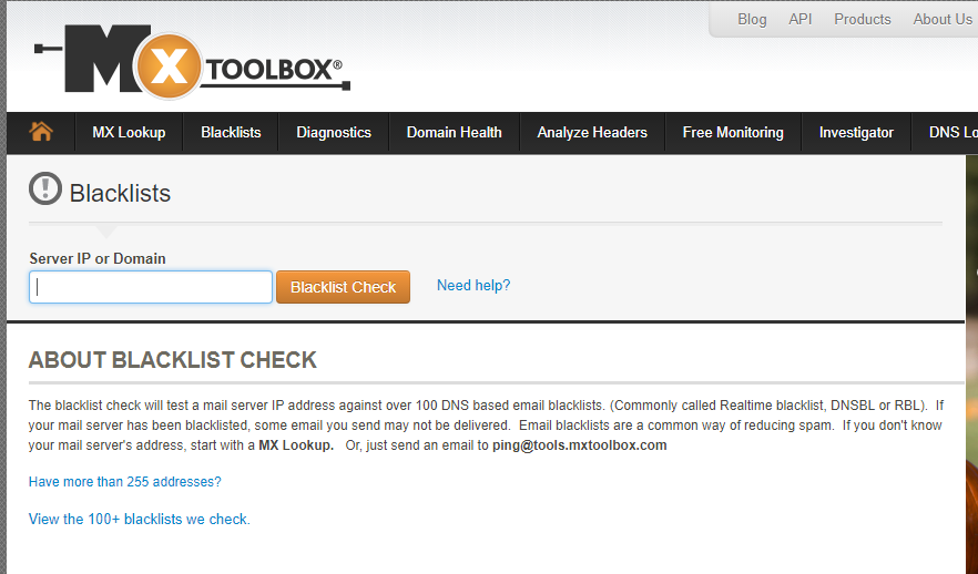 MXToolbox for blacklist check